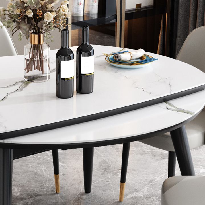 Sintered Stone Top Extendable Round Table for Restaurant Modern Dining Table with 4 Legs Clearhalo ' dining_table' 'Dining Tables & Seating' 'Dining Tables' 'furn' 'furn_dining_table' 'Furniture' 'furniture_dining_table' 'Kitchen & Dining Furniture' 'kitchen&dining_furn' 'kitchen' 'kitchen_dining_table' 1200x1200_08bc0e8c-3dbf-4f5f-996b-83f0ff83045b