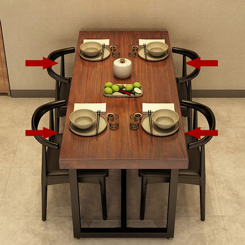 Rectangle Industrial Brown Dining Table Solid Wood and Metal Trestle Base Dining Table Clearhalo 'Dining Tables & Seating' 'Dining Tables' 'dining_table' 'furn' 'furn_dining_table' 'Furniture' 'Kitchen & Dining Furniture' 1200x1200_08c0858e-efb1-4bd0-b3d1-fdc019128c38