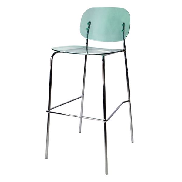 Taburete de mostrador con base plateada moderno, reposapiés acrílico rectangular, taburete de altura
