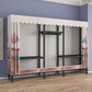 Black Steel Frame Wardrobe Modern Style Wardrobe Armoire with Caster Wheels