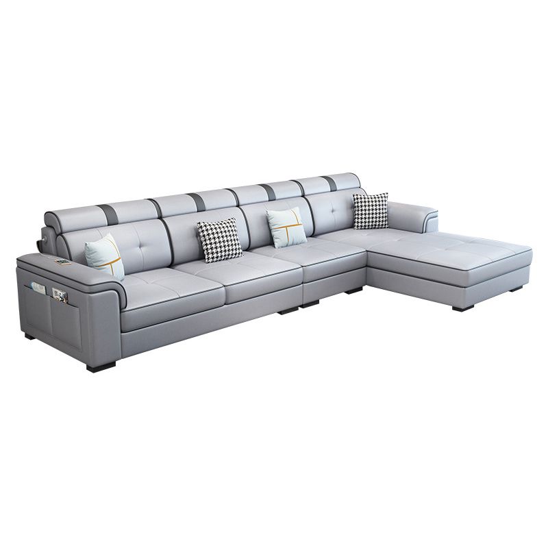 L-shape Sofa Faux Leather/Linen Sectionals with Reversible Chaise and Storage Clearhalo 'furn' 'furn_sectionals' 'Furniture' 'furniture_sectionals' 'Living Room Furniture' 'Sectionals' 1200x1200_08c179a2-5040-425f-b5dd-07a81e30bd5c