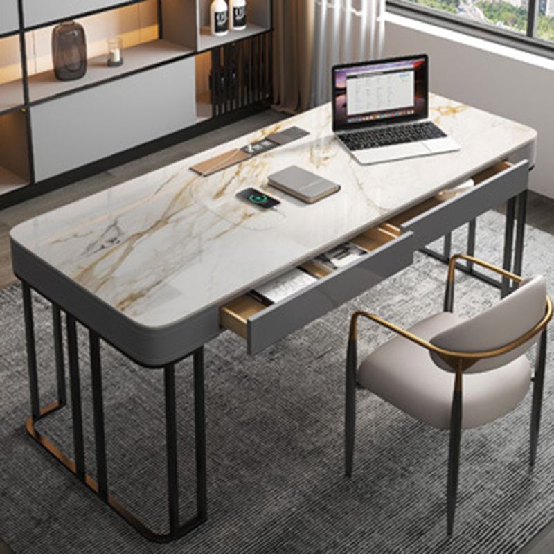 Escritorio ejecutivo moderno de 25 "de ancho escritorio de oficina rectangular de 2 cavadores