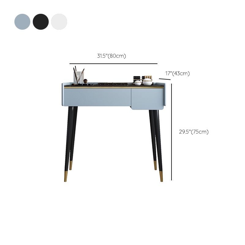 Glam houten framekrandtafel leisteen top ijdelheid met laden