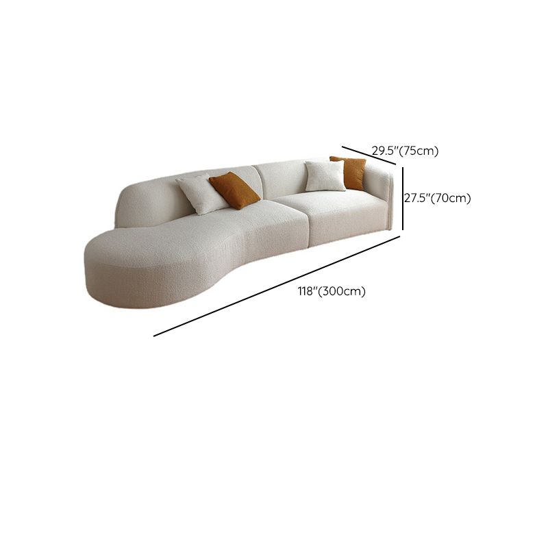 Contemporary 23.62 "/27.55" H White Wool Curved Sofa for Living Room