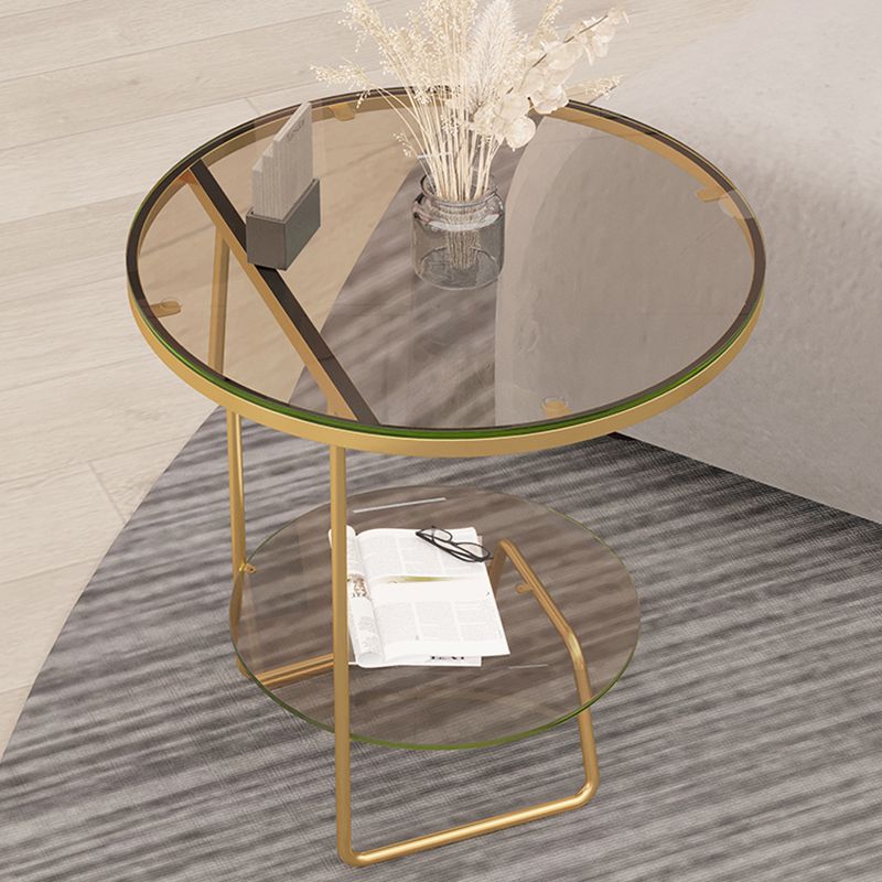 Scaffale per accento il divano in vetro e pietra rotondo e tavolo da tavolo incluso tavolo da estremità - Dia 19.69 "