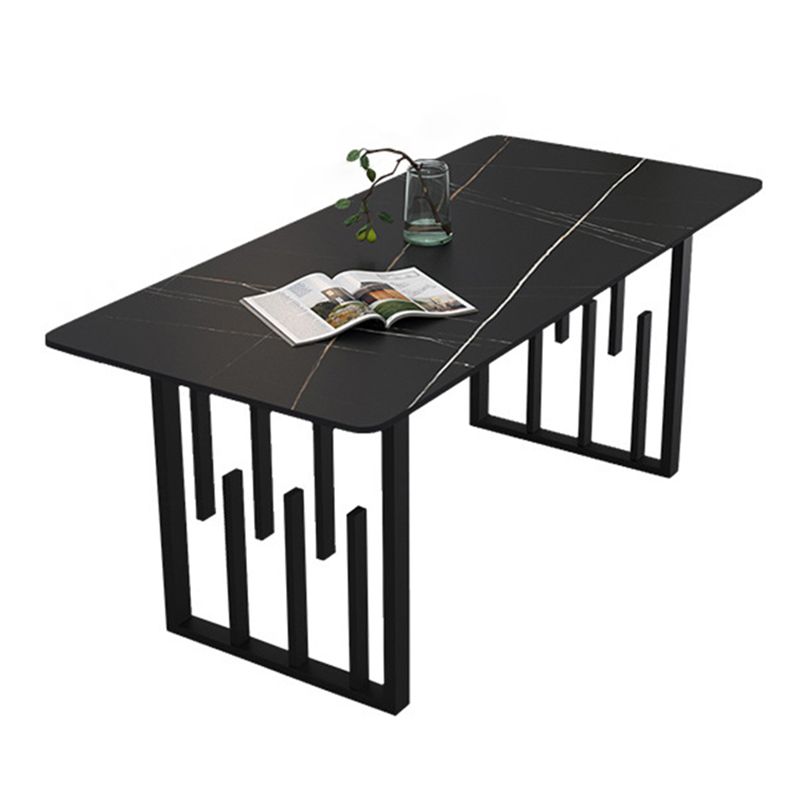 長方形の石のダイニングテーブル金属ベースの伝統的な豪華なダイニング家具