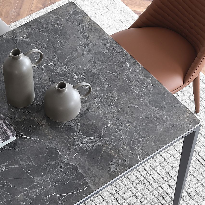 Simple Style Sintered Stone Table 4 Legs Aluminum Base Rectangle Table for Home Clearhalo ' dining_table' 'Dining Tables & Seating' 'Dining Tables' 'Furniture' 'furniture_dining_table' 'Kitchen & Dining Furniture' 'kitchen&dining_furn' 'kitchen' 'kitchen_dining_table' 1200x1200_08c67427-6000-4b64-adb7-ff63fd22c9db