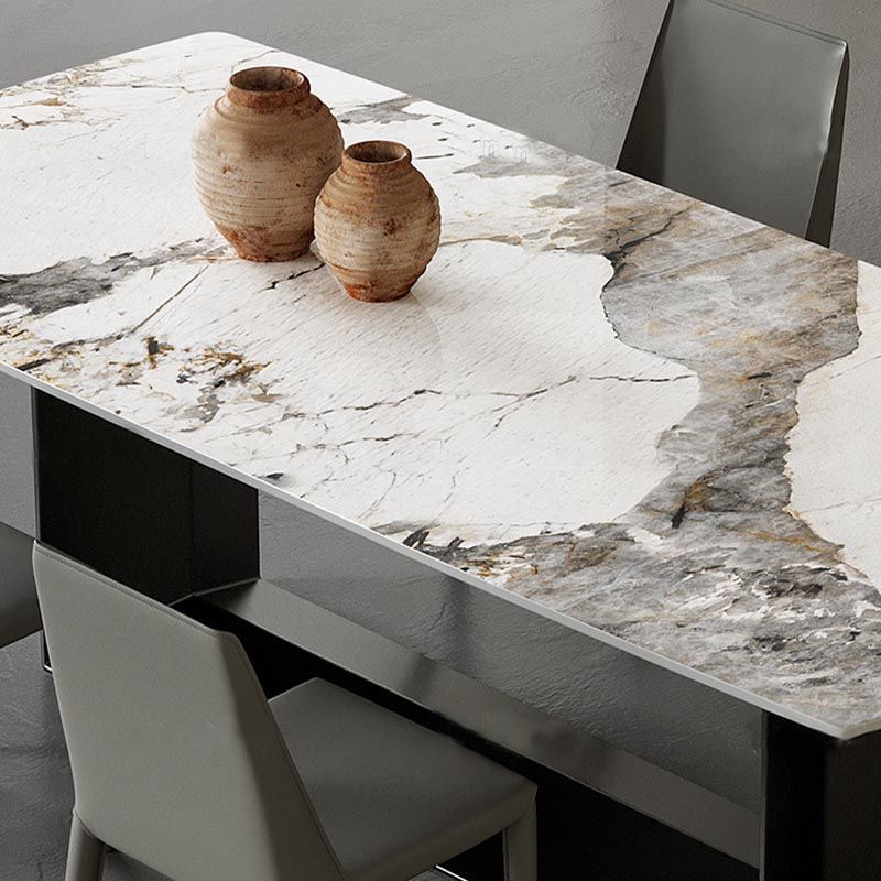 Table à manger de luxe traditionnelle table à manger rectangle en marbre noir et blanc pour la maison