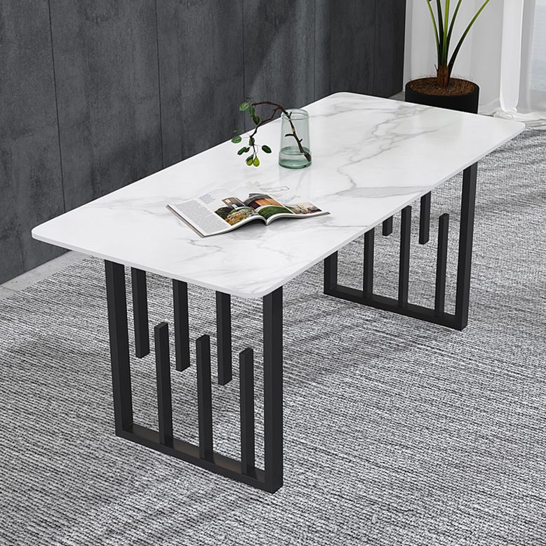 Contemporary Dining Table Sintered Stone Dining Table with Double Pedestal for Home Kitchen Dinner Clearhalo ' dining_table' 'Dining Tables & Seating' 'Dining Tables' 'furn' 'furn_dining_table' 'Furniture' 'furniture_dining_table' 'Kitchen & Dining Furniture' 'kitchen&dining_furn' 'kitchen' 'kitchen_dining_table' 1200x1200_08cb28ff-07d8-4043-bad4-e1c965cab042