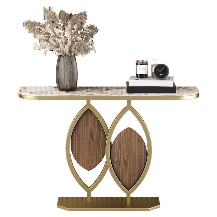 Tavolo console in pietra glam tela metallica tavola accento mezzaluna, 31,49 "di alto livello