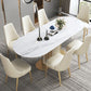 Metal Pedestal Base Dining Table Glam Stone Table for Dining Room