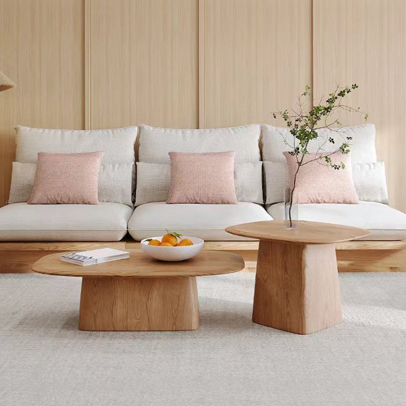 Contemporary Solid Wood Oval Cocktail Table Pedestal Coffee Table Clearhalo 'Coffee & Accent Tables' 'Coffee Tables' 'coffee_tables' 'furn' 'furn_coffee_tables' 'Furniture' 'Living Room Furniture' 1200x1200_08d3bd7d-1434-4526-b244-ad44c3e0c778