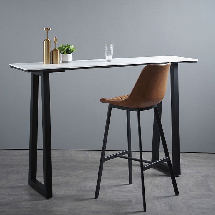 Industrial Rectangle Indoor Bar Dining Table White Stone Bistro Table Fixed Table Clearhalo 'Bar Furniture' 'Bar Tables' 'bar_tables' 'furn' 'furn_bar_tables' 'Furniture' 'furniture_bar_tables' 'Kitchen & Dining Furniture' 'kitchen&dining_furn' 'kitchen' 1200x1200_08d57d9e-f090-4b49-a6e4-26d32090e111