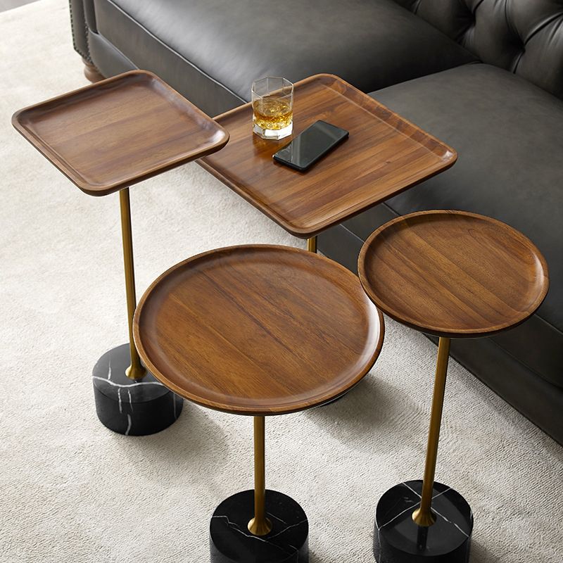 Modern Slate Pedestal Wooden Round/Square Tray Top End Table
