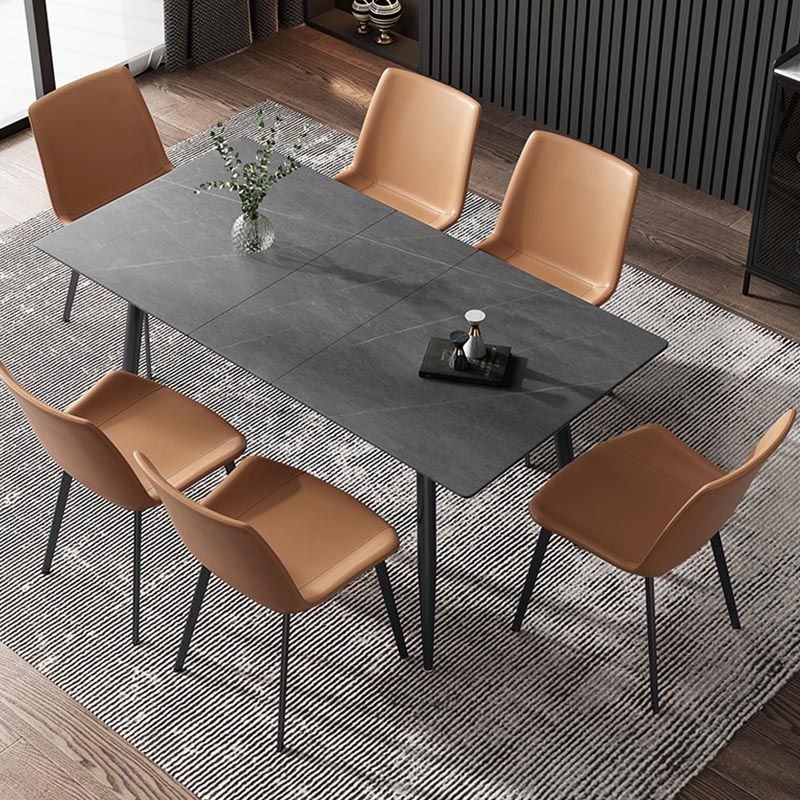 Rectangular Sintered Stone Dining Table Modern Furniture with 4 Legs for Home Clearhalo 'Dining Tables & Seating' 'Dining Tables' 'dining_table' 'furn' 'furn_dining_table' 'Furniture' 'Kitchen & Dining Furniture' 1200x1200_08decec2-ba3e-4e94-8843-4a40aed3d845