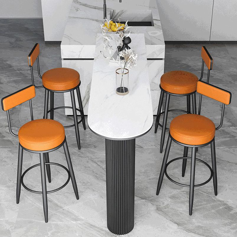 Stone Indoor Glam Bar Dining Table Iron Bistro Table with Double Pedestal Clearhalo 'Bar Furniture' 'Bar Tables' 'bar_tables' 'furn' 'furn_bar_tables' 'Furniture' 'furniture_bar_tables' 'Kitchen & Dining Furniture' 'kitchen&dining_furn' 'kitchen' 1200x1200_08e05b92-5086-4519-af92-d65fbf703f7f