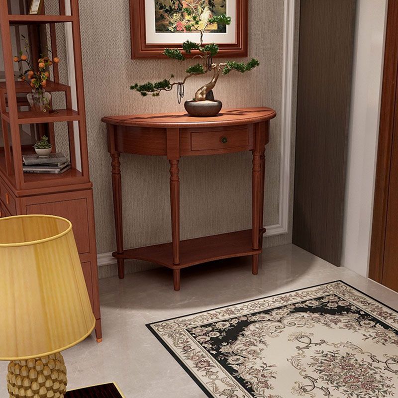 Mid Century Modern Accent Table Half Moon Wooden Console Table