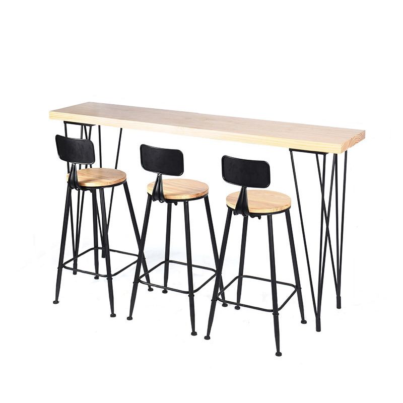 Wood Top Table Industrial Style Bistro Pub Table with 4 Legs Clearhalo 'Bar Furniture' 'Bar Tables' 'bar_tables' 'furn' 'furn_bar_tables' 'Furniture' 'Kitchen & Dining Furniture' 1200x1200_08e4679e-523d-42d2-9853-1724fce65e15