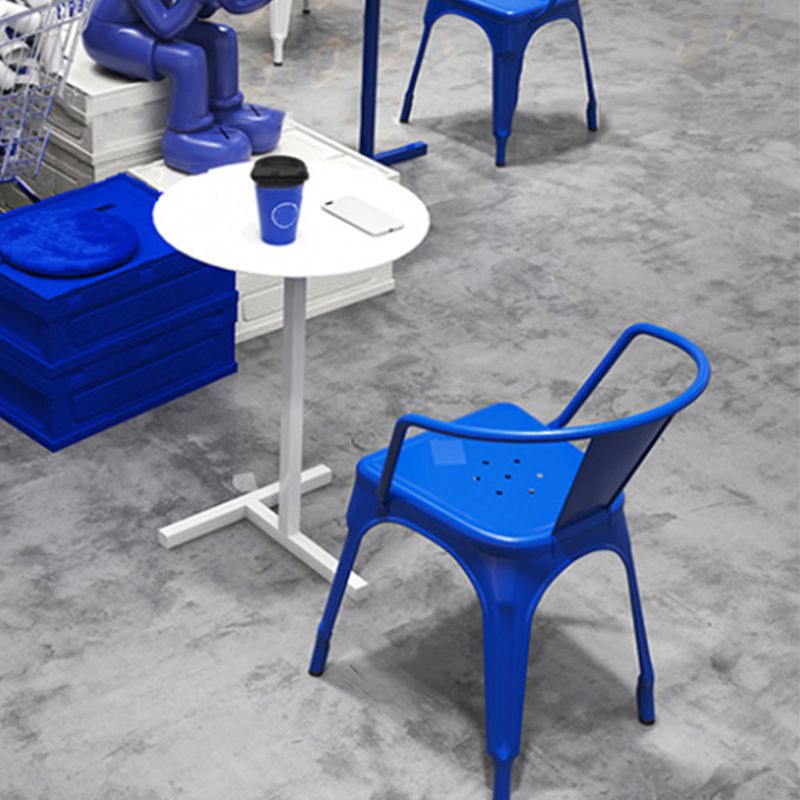 Mid-Century Round Metal End Table Dia 15.75" Pedestal Side Table