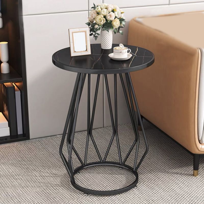 Mid-Century Modern Wooden Round Top End Table Abstract Metal Frame Sofa Side Table Clearhalo 'Coffee & Accent Tables' 'End & Side Tables' 'end_side_table' 'end_side_tables' 'furn' 'furn_end_side_tables' 'Furniture' 'furniture_end_side_table' 'Living Room Furniture' 1200x1200_08e6faf9-6575-4b37-9e58-64285774d6ee