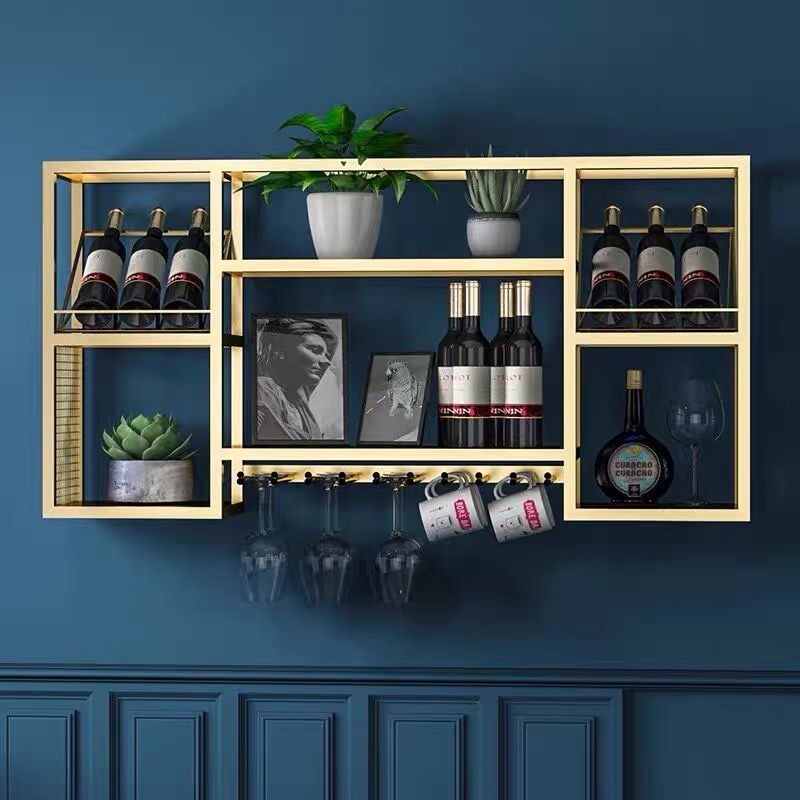 Modern Simple Wine Rack Iron Shelf Wall Mounted Wine Rack for Kitchen