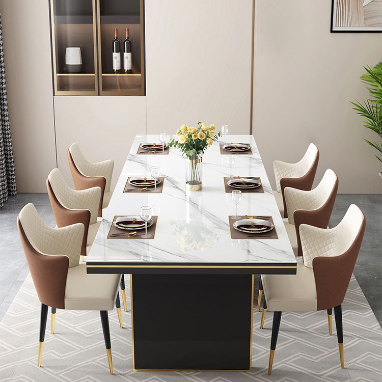 Traditional Luxury Dining Table Rectangle Sintered Stone Double Pedestal Table with Black Base Clearhalo ' dining_table' 'Dining Tables & Seating' 'Dining Tables' 'furn' 'furn_dining_table' 'Furniture' 'furniture_dining_table' 'Kitchen & Dining Furniture' 'kitchen&dining_furn' 'kitchen' 'kitchen_dining_table' 1200x1200_08e7a815-0599-418b-a71e-2b3ac9d8af1d