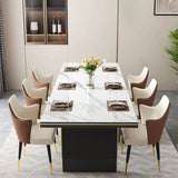 Traditional Luxury Dining Table Rectangle Sintered Stone Double Pedestal Table with Black Base Clearhalo ' dining_table' 'Dining Tables & Seating' 'Dining Tables' 'furn' 'furn_dining_table' 'Furniture' 'furniture_dining_table' 'Kitchen & Dining Furniture' 'kitchen&dining_furn' 'kitchen' 'kitchen_dining_table' 1200x1200_08e7a815-0599-418b-a71e-2b3ac9d8af1d