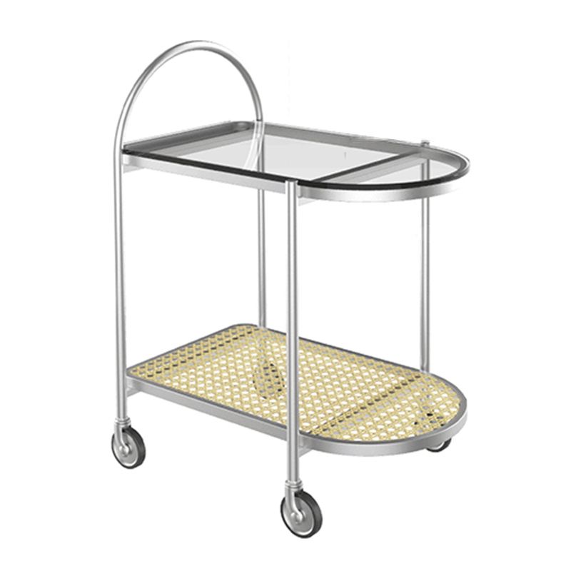 23.62" Wide Metal Side Table Oval Glass Top Sofa Side Accent Table