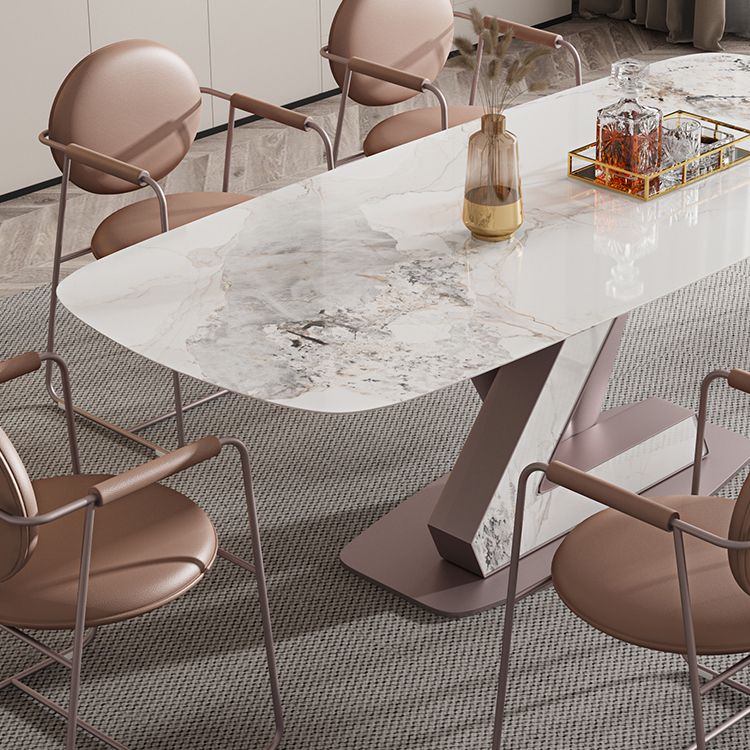 Nordic Glam Style 1/4/5/7 Pieces Dining Sintered Stone Dining Table Set with Metal Legs Clearhalo 'Dining Room Sets' 'Dining Tables & Seating' 'dining_room_set' 'furn' 'furn_dining_room_set' 'Furniture' 'furniture_dining_room_set' 'Kitchen & Dining Furniture' 1200x1200_08ee496f-4353-44f9-b923-675848eb66c9