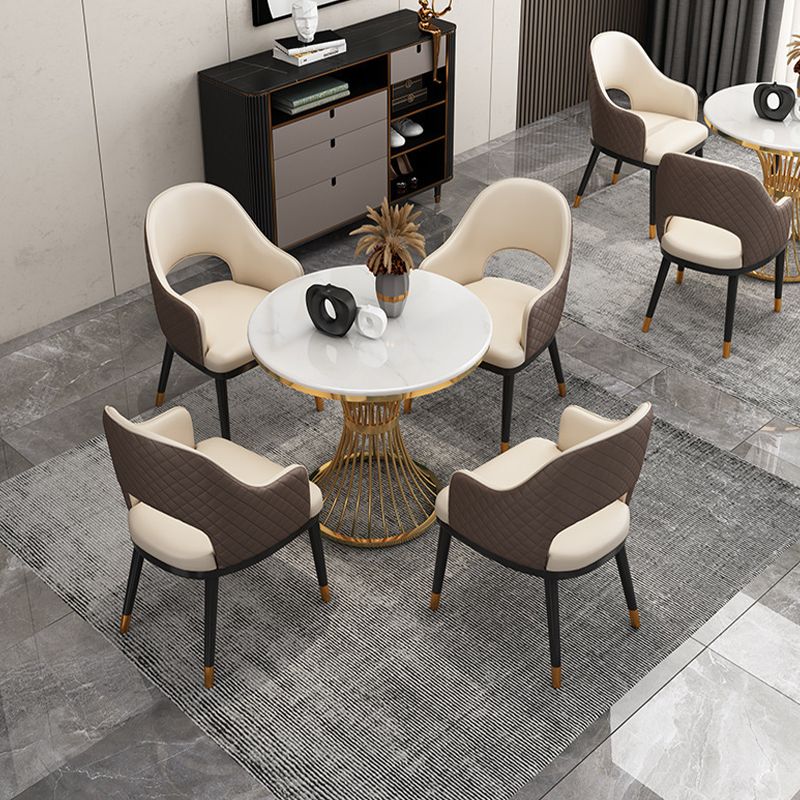 Ensemble Glam Dinette pour la cuisine 1/2/5 PCS Table de table à manger blanc brillant