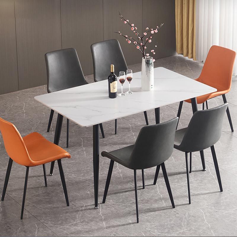 Glam Style Stone Dining Table 4 Black Legs Table Home Rectangle Dining Table Clearhalo 'Dining Tables & Seating' 'Dining Tables' 'dining_table' 'furn' 'furn_dining_table' 'Furniture' 'furniture_dining_table' 'Kitchen & Dining Furniture' 'kitchen' 'kitchen_dining_table' 1200x1200_08f065d3-1eaa-4ee6-8691-da0850767d90