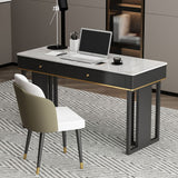 Modern 2-drawer Office Desk Sintered Stone Home Desk with Metal Base Clearhalo 'furn' 'furn_office_desk' 'Furniture' 'Office Desks' 'Office Furniture' 'office_desk' 1200x1200_08f1f60d-2a06-4edc-8468-47aebd6a93f8