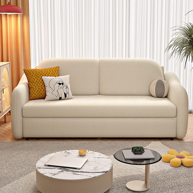 Beige Modern Slipcovered Sofa Bed Sloped Arm Sofa with Storage Clearhalo 'furn' 'furn_sofas' 'Furniture' 'Living Room Furniture' 'Sofa' 'sofas' 1200x1200_08f4dfc1-400f-4775-a5a8-237b63c40bca