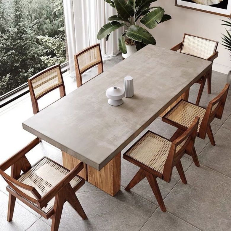 Rectangular Dining Table Grey Solid Wood Table Top for Dining Room Clearhalo 'Dining Tables & Seating' 'Dining Tables' 'dining_table' 'furn' 'furn_dining_table' 'Furniture' 'Kitchen & Dining Furniture' 1200x1200_08f50051-f568-44b1-a868-45b17c065323