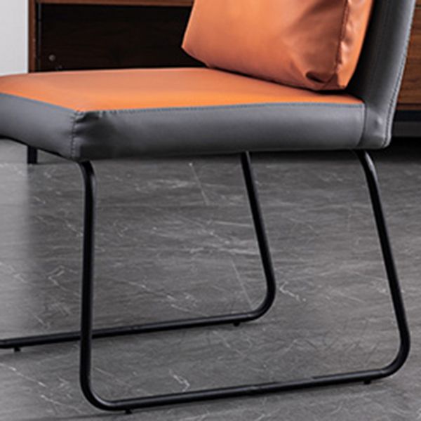 Industrial Kitchen Dining Chairs Faux Leather Side Chair with Black Legs