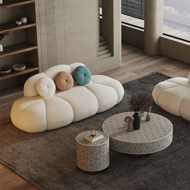 29.5 "H Sofá sin almohada de almohada de lana blanca contemporánea para el brazo para el brazo para apartamento