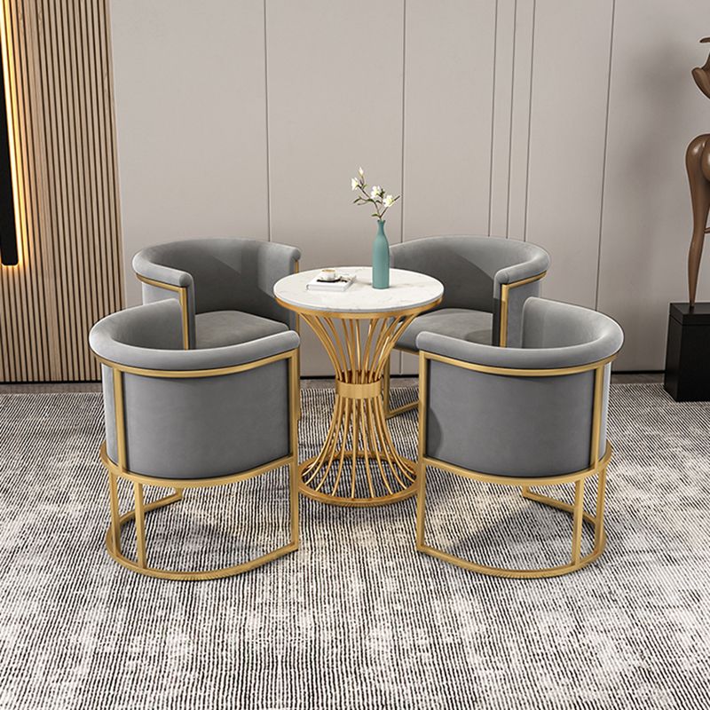 Scandinavian Luxury Fabric Dining Chair Armless Solid Back Chair