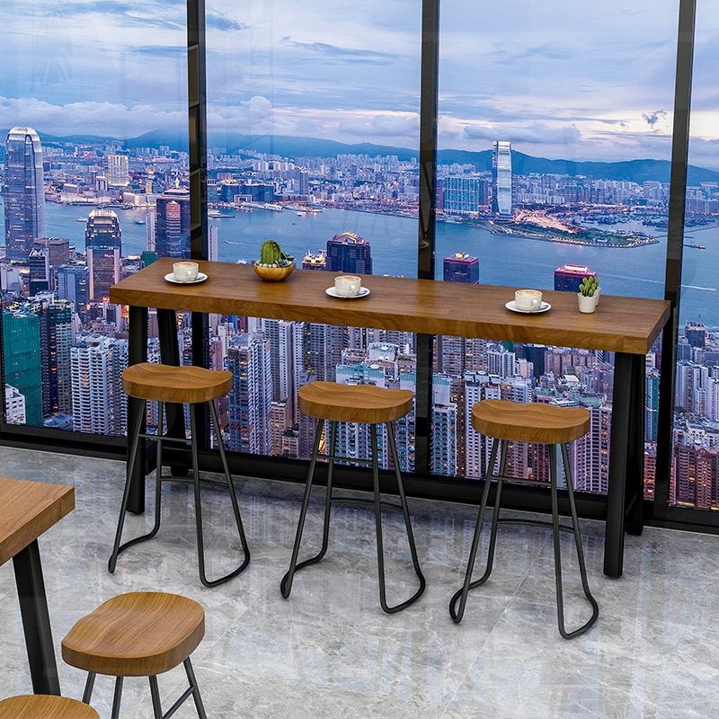 Mesa de comedor de acento de caballete industrial rectángulo de patio cubierto mesa de bar de patio