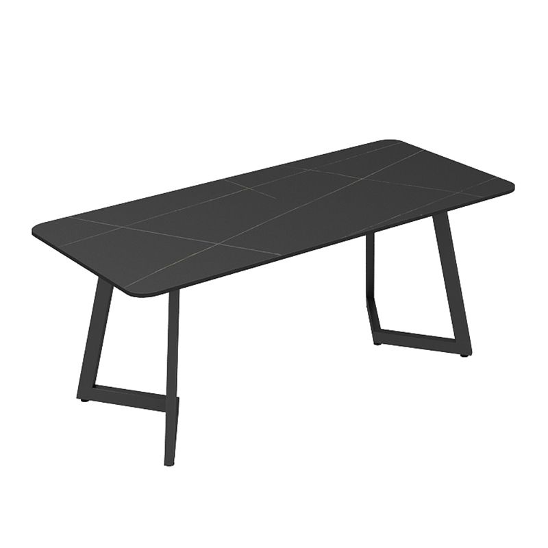 Industrial Sintered Stone Dinner Room Kitchen Table Black Metal Base Table for Dinning Room Clearhalo ' dining_table' 'Dining Tables & Seating' 'Dining Tables' 'furn' 'furn_dining_table' 'Furniture' 'furniture_dining_table' 'Kitchen & Dining Furniture' 'kitchen&dining_furn' 'kitchen' 'kitchen_dining_table' 1200x1200_0900a67d-321d-4c4e-8716-9a1bef12f9ea