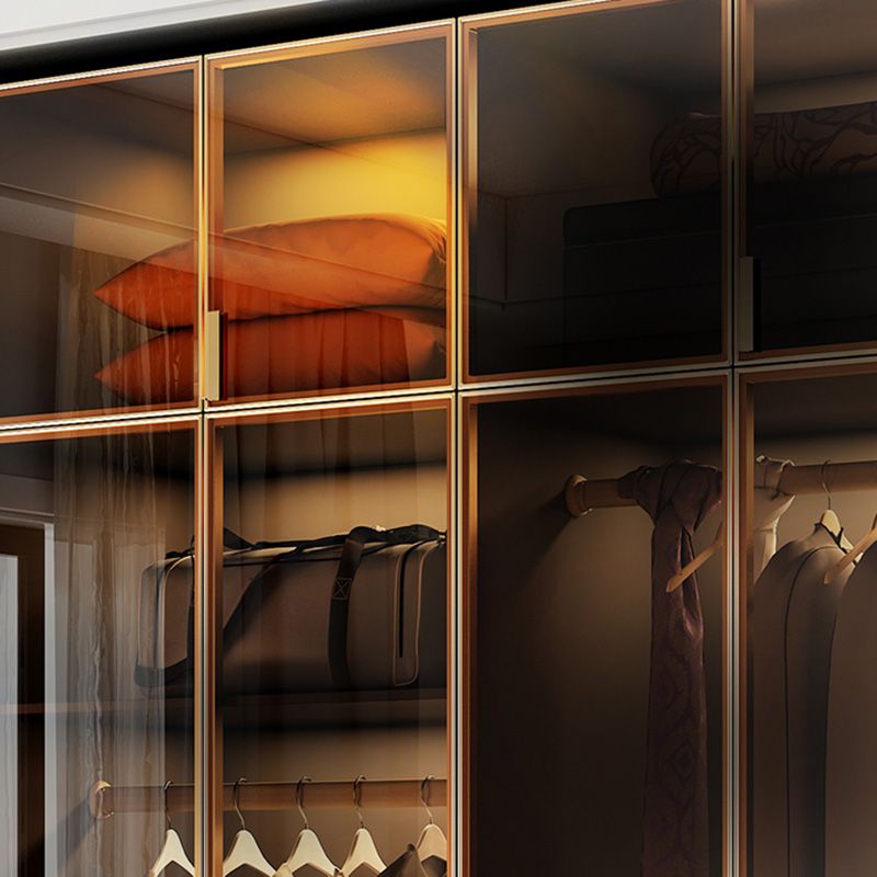 Modern Style Glass Wardrobe Bedroom Wardrobe Closet with Hinged Door