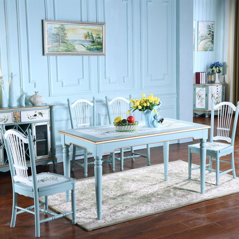 Rectangle 4 Legs Retro Modern Dining Table Two-Color Fixed Table of Solid Wood Clearhalo ' dining_table' 'Dining Tables & Seating' 'Dining Tables' 'furn' 'furn_dining_table' 'Furniture' 'furniture_dining_table' 'Kitchen & Dining Furniture' 'kitchen&dining_furn' 'kitchen' 'kitchen_dining_table' 1200x1200_09081780-9099-4745-832e-2d678eeedf21
