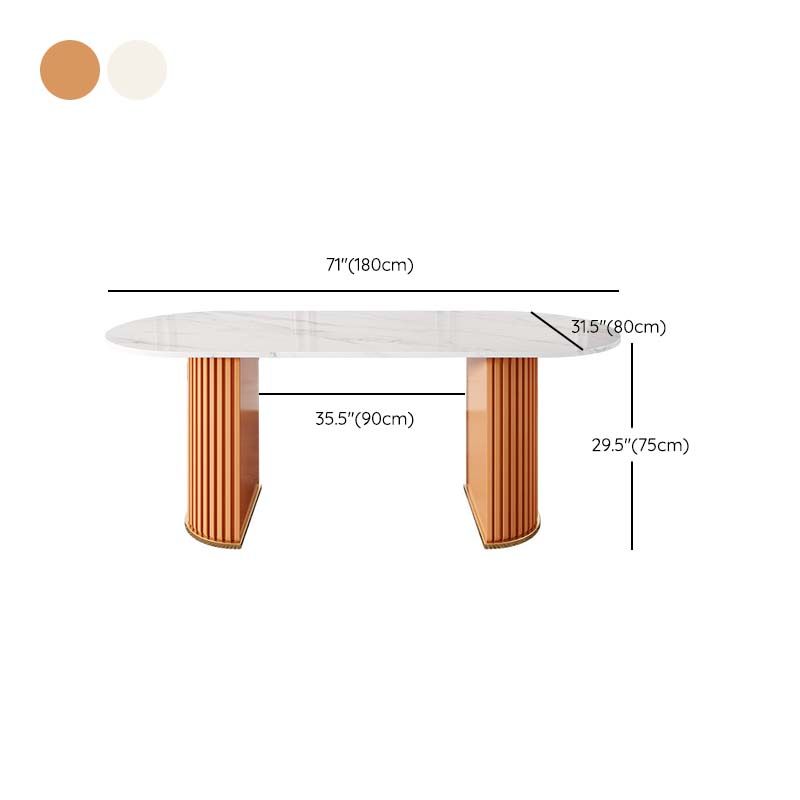 Traditional Luxury Oval Dining Table White Stone Top Dinette Table for Home Clearhalo 'Dining Tables & Seating' 'Dining Tables' 'dining_table' 'furn' 'furn_dining_table' 'Furniture' 'Kitchen & Dining Furniture' 1200x1200_09089b0a-c6ab-4519-b3be-0dffc35c2b9d
