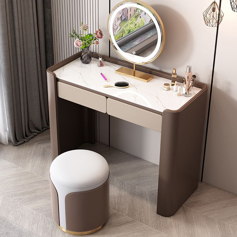 2/5 Schublade fester Holzverkesseltisch Brauner Make -up -Eitelkeitstisch