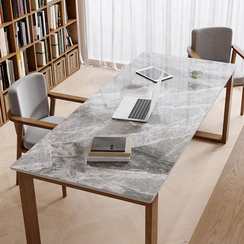 Modern Stone Office Desk Rectangular Shape Task Desk en gris y marrón