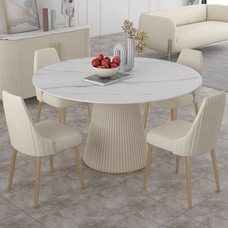 Modern Round Dining Table Stone Top Table with Pedestal Base Clearhalo ' dining_table' 'Dining Tables & Seating' 'Dining Tables' 'furn' 'furn_dining_table' 'Furniture' 'furniture_dining_table' 'Kitchen & Dining Furniture' 'kitchen&dining_furn' 'kitchen' 'kitchen_dining_table' 1200x1200_090c34a3-ada1-4657-a247-d5e7bffdd053