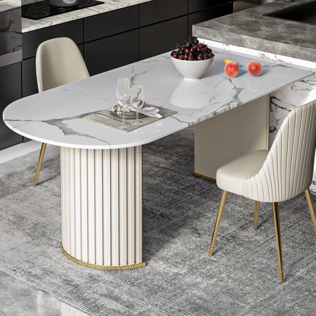 Oval Shape Modern Style Dining Table White Fixed Table with Sintered Stone Clearhalo ' dining_table' 'Dining Tables & Seating' 'Dining Tables' 'furn' 'furn_dining_table' 'Furniture' 'furniture_dining_table' 'Kitchen & Dining Furniture' 'kitchen&dining_furn' 'kitchen' 'kitchen_dining_table' 1200x1200_090df561-6c71-4985-a9bd-2a7cd38114eb