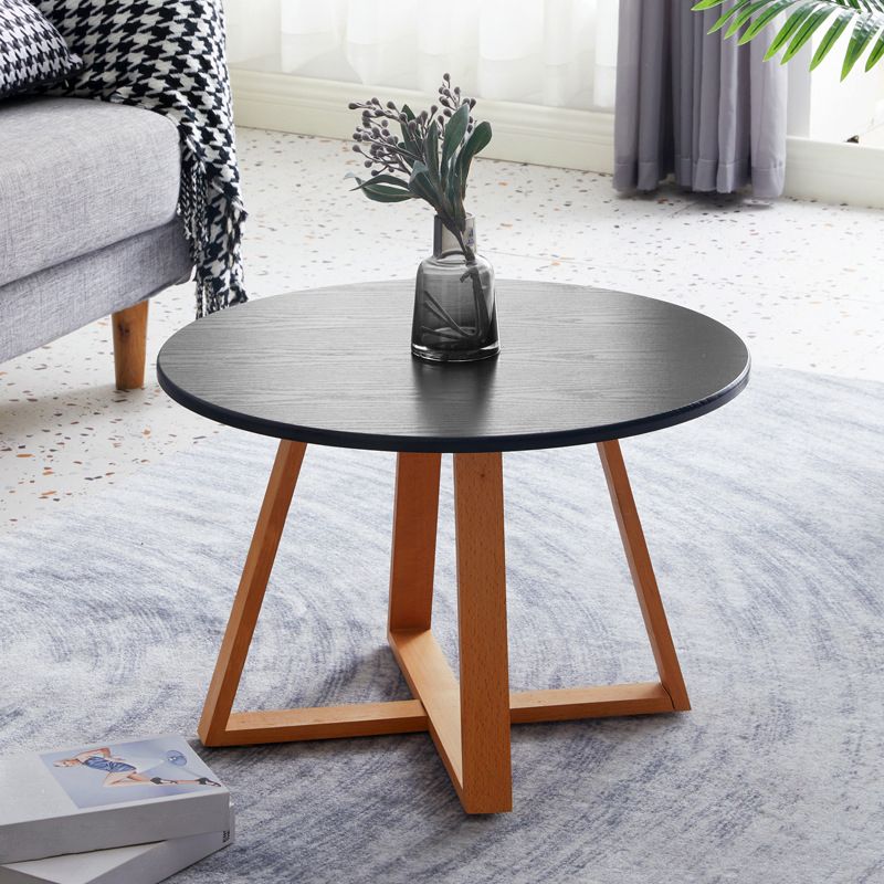 Scandinavian Style Side End Table Wooden Cross Legs Round Sofa Side Accent Table