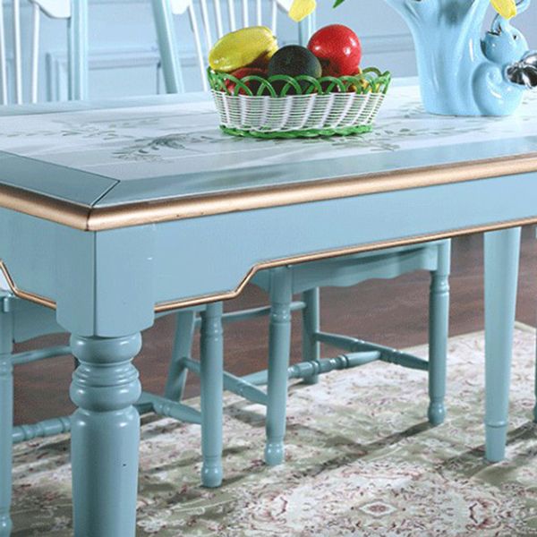 Rectangle 4 Legs Retro Modern Dining Table Two-Color Fixed Table of Solid Wood Clearhalo ' dining_table' 'Dining Tables & Seating' 'Dining Tables' 'furn' 'furn_dining_table' 'Furniture' 'furniture_dining_table' 'Kitchen & Dining Furniture' 'kitchen&dining_furn' 'kitchen' 'kitchen_dining_table' 1200x1200_090ecdad-ed59-40f1-9314-bec2dc332812