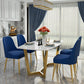 White - Gold Dinner Room Kitchen Table Rectangle Dining Table