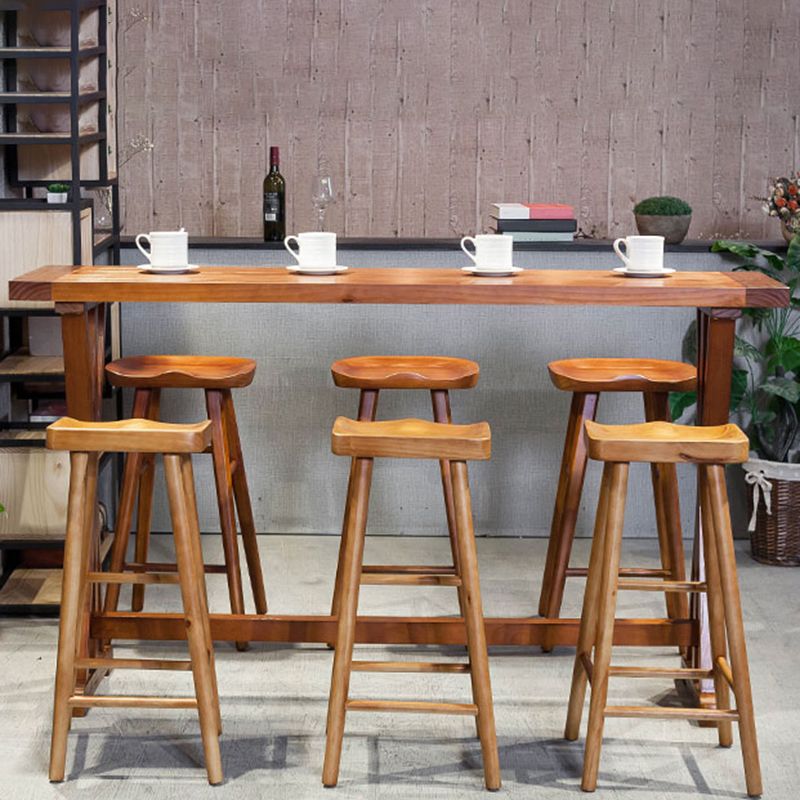 Brown Solid Wood Top Bar Table for Small Places Contemporary Pub Table with Trestle Clearhalo 'Bar Furniture' 'Bar Tables' 'bar_tables' 'furn' 'furn_bar_tables' 'Furniture' 'Kitchen & Dining Furniture' 1200x1200_0912058e-087e-4bbb-9663-64b2d1f16ac8